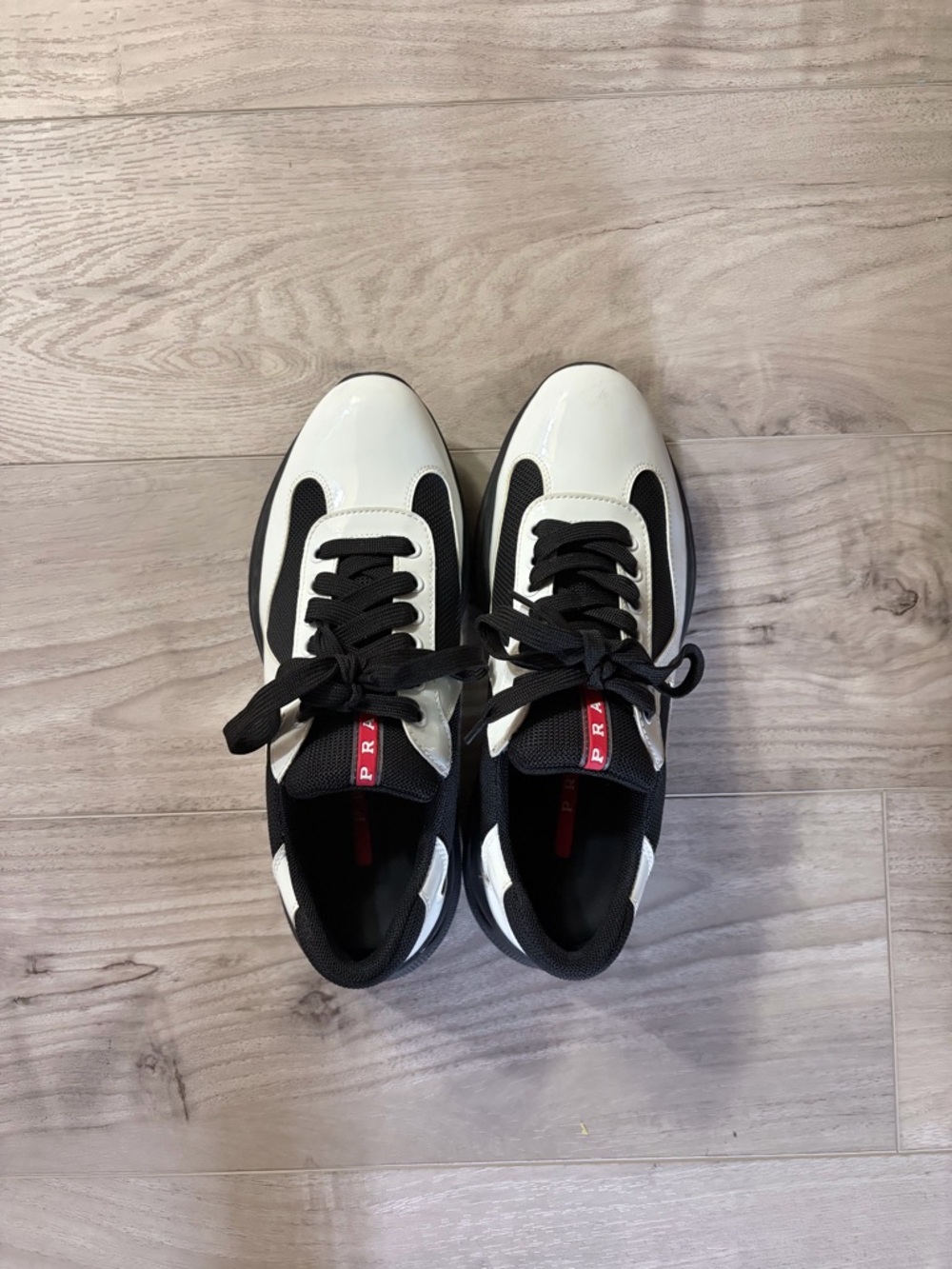 Prada Black and White Low-Top Men's Sneakers